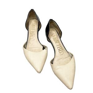 Sam & Libby Nude Black Pebble Faux-Leather Slip-On Flats Pointed Toe Sz US 6.5